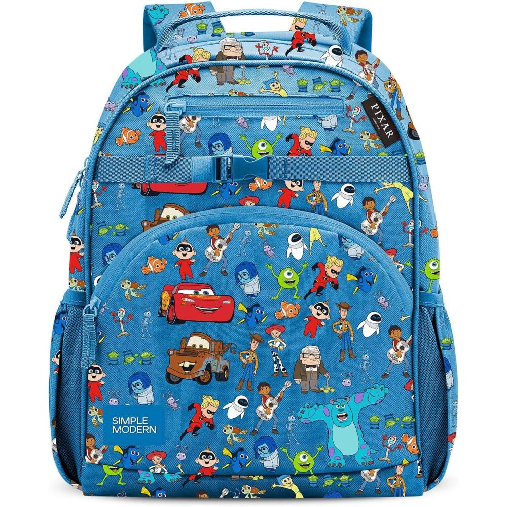imageSimple Modern Medium Bluey Toddler Backpack for School Girls and Boys Kindergarten Elementary Kids Backpack Fletcher Collection Kids 15quot tall Bluey SkyDisney Pixar Mashup on Blue