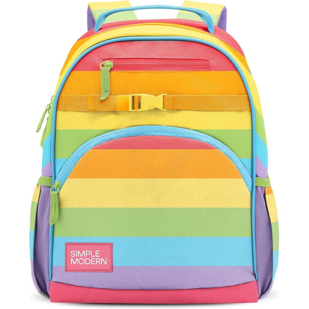 imageSimple Modern Medium Bluey Toddler Backpack for School Girls and Boys Kindergarten Elementary Kids Backpack Fletcher Collection Kids 15quot tall Bluey SkyRainbow Stripes
