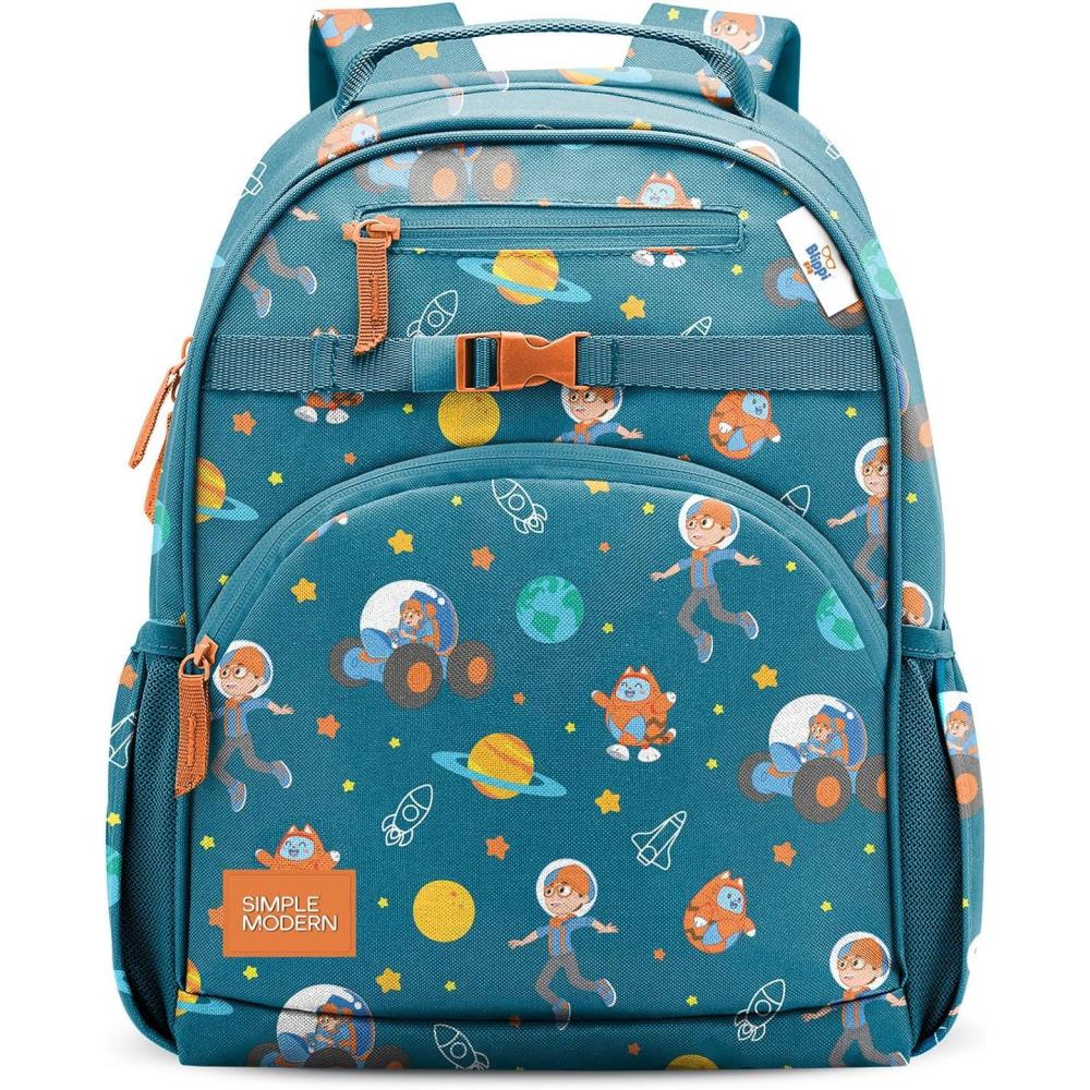 imageSimple Modern Medium Bluey Toddler Backpack for School Girls and Boys Kindergarten Elementary Kids Backpack Fletcher Collection Kids 15quot tall Bluey SkyBlippi Space