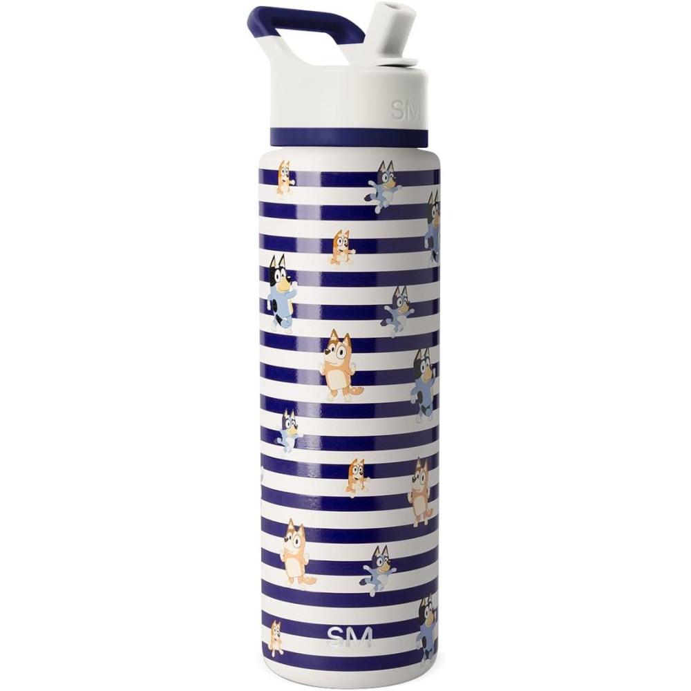 imageSimple Modern Summit Water Bottle with Straw Lid  Bluey 30oz Leak Proof Stainless Steel Insulated Cup  Gifts for Her Him  Bluey StripesBluey Stripes