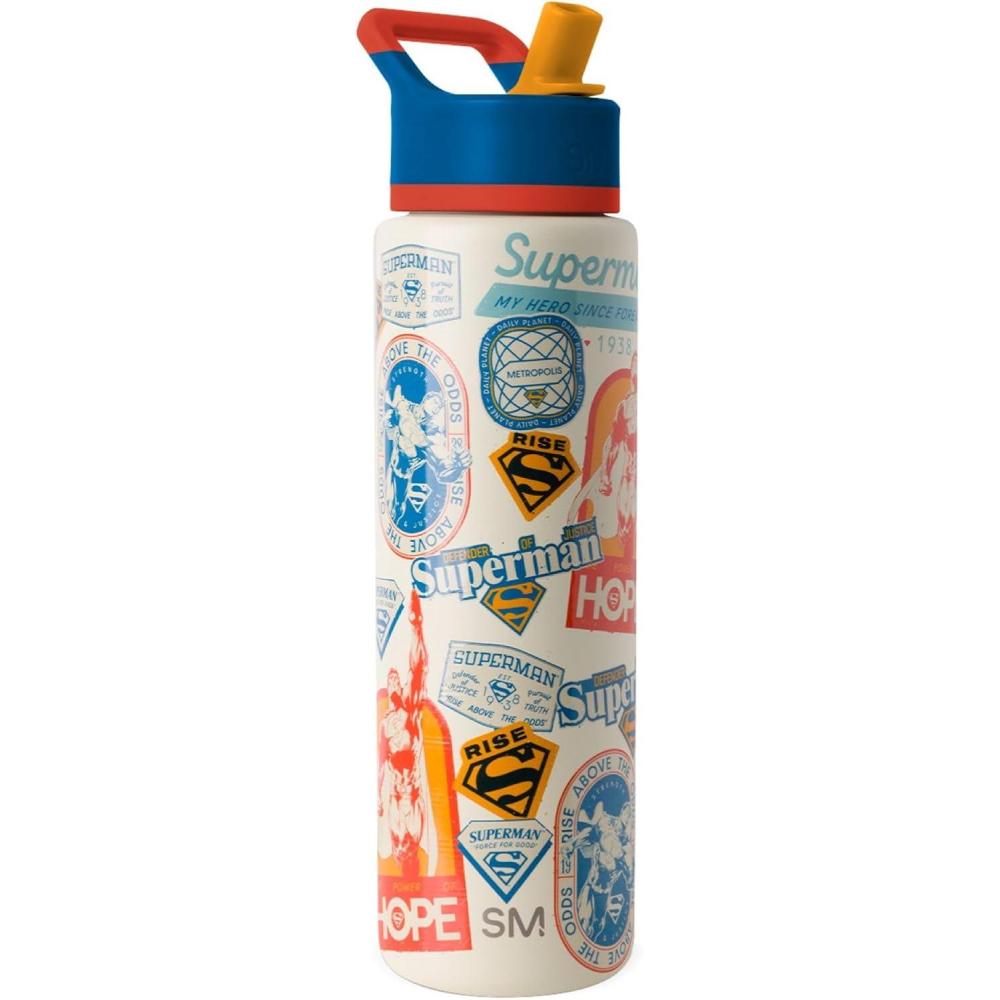 imageSimple Modern Summit Water Bottle with Straw Lid Bluey 30oz Leak Proof Stainless Steel Insulated Cup Gifts for Her Him Bluey StripesDC Comics Superman Up in the Sky