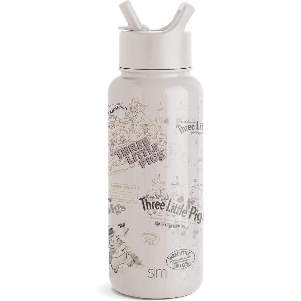 imageSimple Modern Summit Water Bottle with Straw Lid Bluey 30oz Leak Proof Stainless Steel Insulated Cup Gifts for Her Him Bluey StripesDisney Three Little Pigs