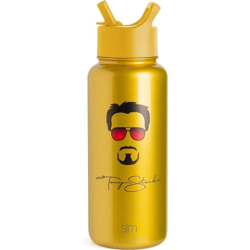 imageSimple Modern Summit Water Bottle with Straw Lid Bluey 30oz Leak Proof Stainless Steel Insulated Cup Gifts for Her Him Bluey StripesMarvel Iron Man Tony Stark