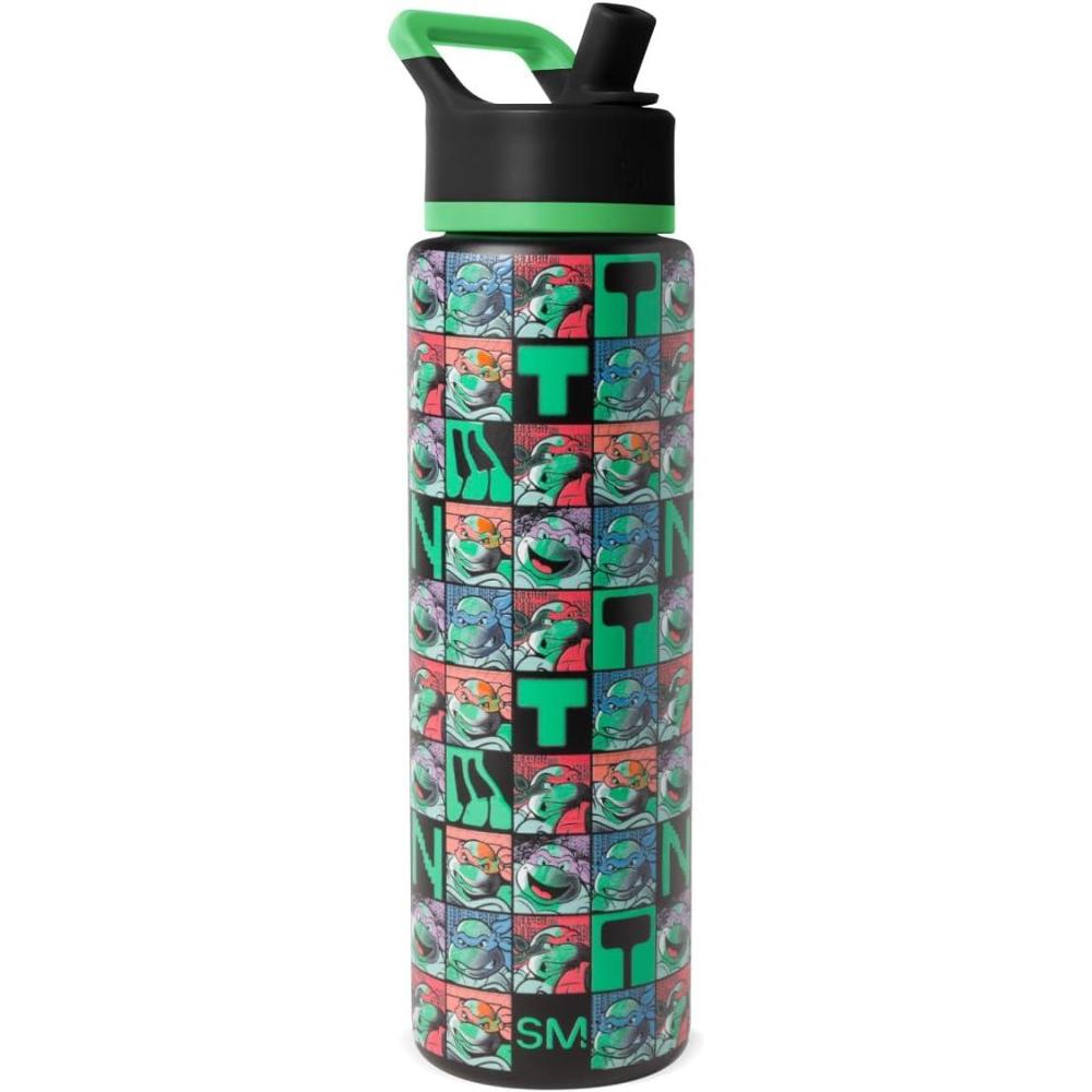 imageSimple Modern Summit Water Bottle with Straw Lid Bluey 30oz Leak Proof Stainless Steel Insulated Cup Gifts for Her Him Bluey StripesTMNT Checkerboard
