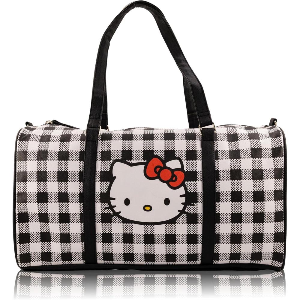 imageStitch Minnie Mickey Pooh Harry Potter or Jack Skellington 16quot Leather Mini Travel Bag Duffle Bag Overnight BagHello Kitty Black
