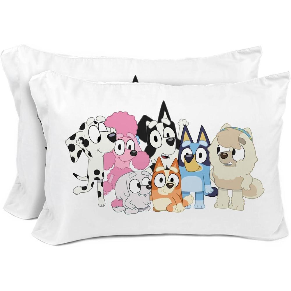 imageSunny Side Up Bluey ampamp Bingo Pack of 2 Reversible Pillowcases Double Sided Pillow Covers Kids Super Soft BeddingWhite Bluey