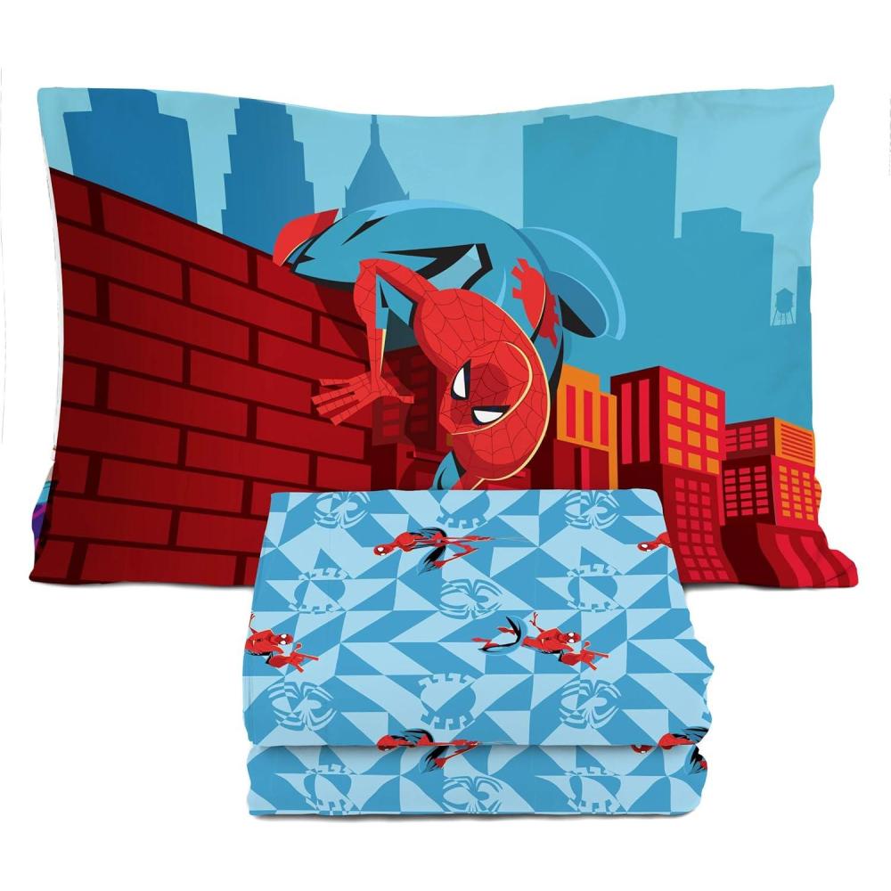 imageSunny Side Up Bluey ampamp Friends Full Sheet Set 4 Piece Kids Bedding Set Includes Pillow Cover Super Soft Microfiber SheetsBlue Spiderman