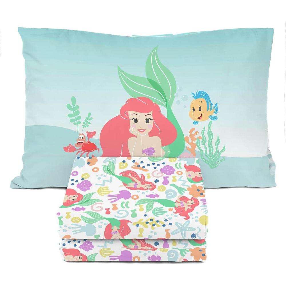 imageSunny Side Up Bluey ampamp Friends Full Sheet Set 4 Piece Kids Bedding Set Includes Pillow Cover Super Soft Microfiber SheetsMulti Little Mermaid