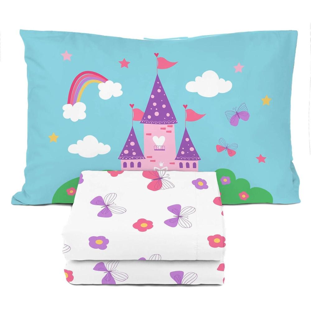 imageSunny Side Up Bluey ampamp Friends Full Sheet Set  4 Piece Kids Bedding Set Includes Pillow Cover  Super Soft Microfiber SheetsWhite  Magic Castle