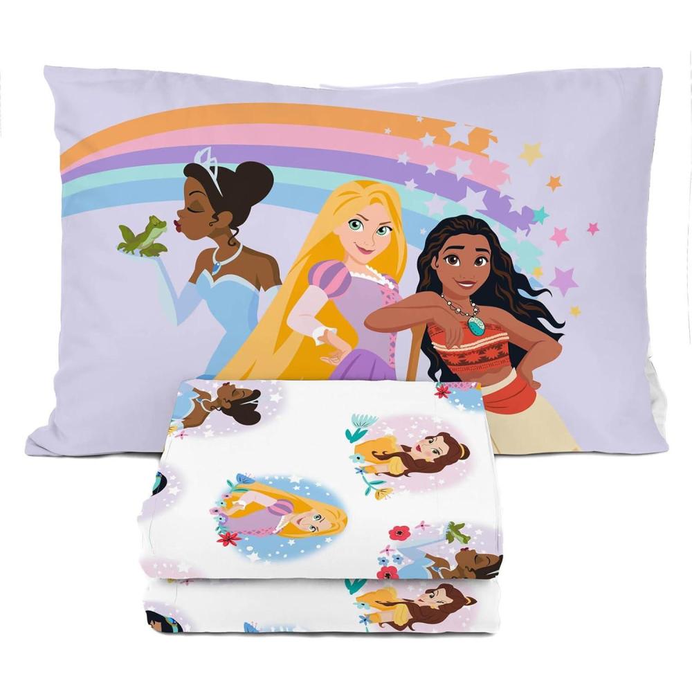 imageSunny Side Up Bluey ampamp Friends Full Sheet Set 4 Piece Kids Bedding Set Includes Pillow Cover Super Soft Microfiber SheetsWhite Princess