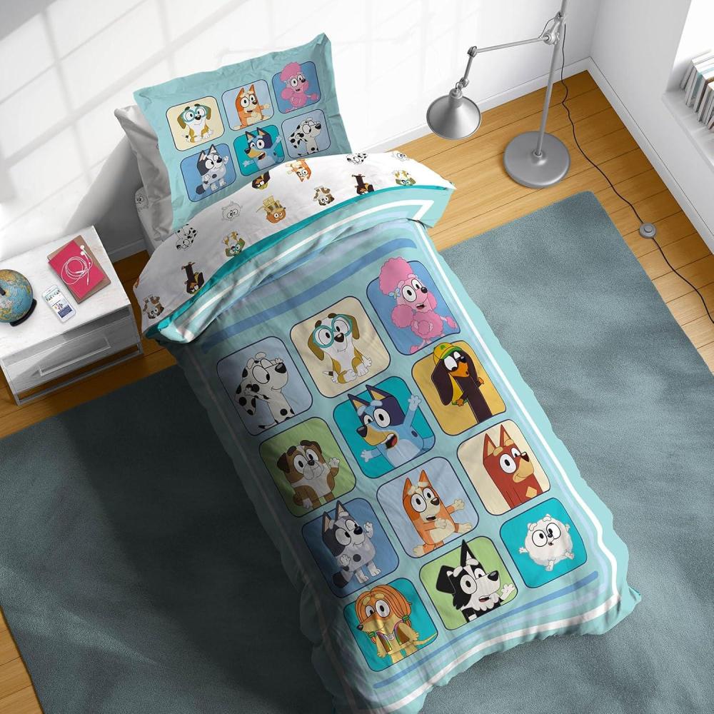 imageSunny Side Up Bluey ampamp Friends Toddler Comforter Set 4 Piece Preschool Bedding Includes Comforter Sheets ampamp Pillow Cover Super Soft Microfiber Bed SetMulti Bluey