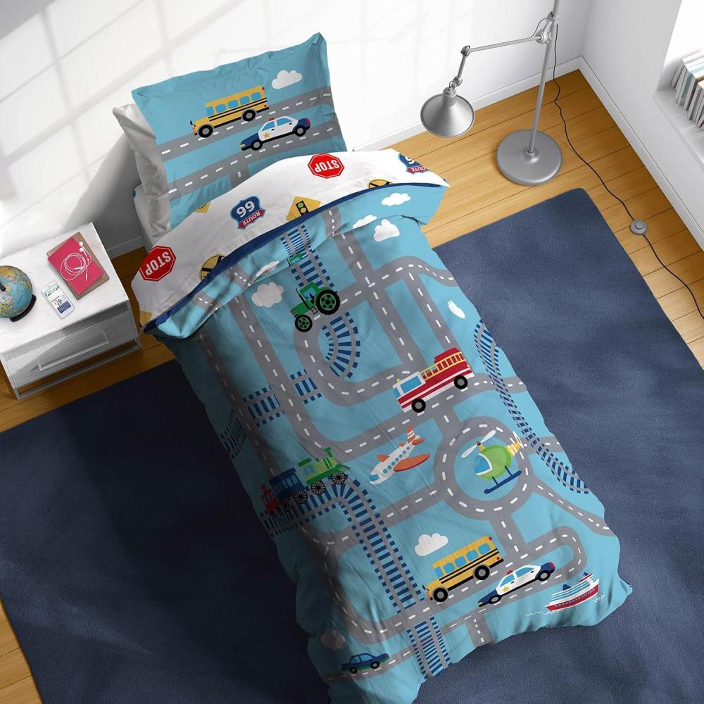 imageSunny Side Up Bluey ampamp Friends Toddler Comforter Set 4 Piece Preschool Bedding Includes Comforter Sheets ampamp Pillow Cover Super Soft Microfiber Bed SetBlue on the Go