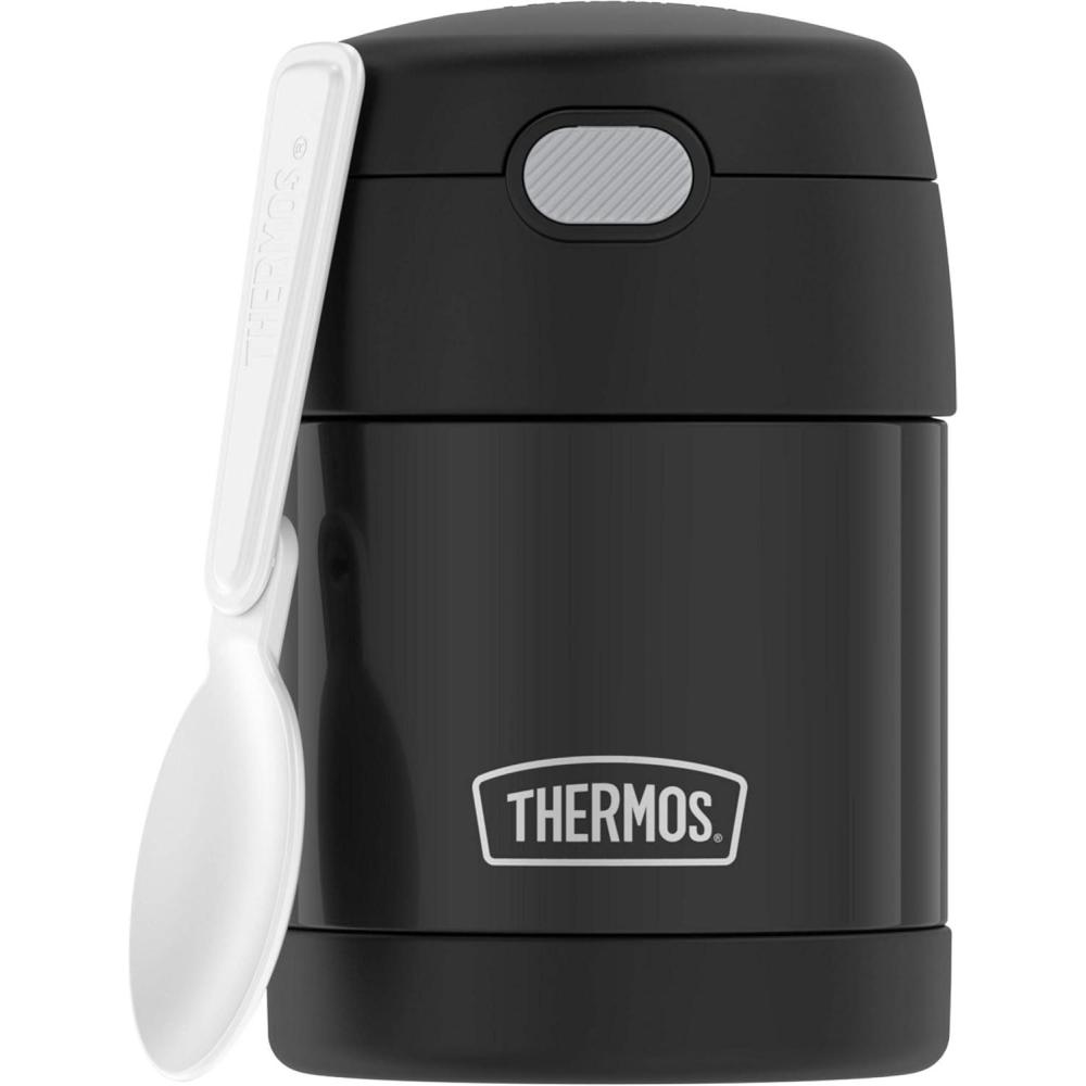 imageTHERMOS FUNTAINER Insulated Food Jar 10 Ounce Kid Friendly Food Jar with Foldable Spoon BlueyBlack