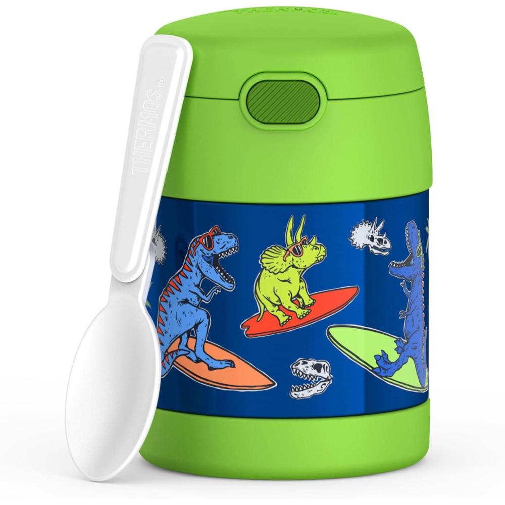 imageTHERMOS FUNTAINER Insulated Food Jar 10 Ounce Kid Friendly Food Jar with Foldable Spoon BlueyDaring Dinos