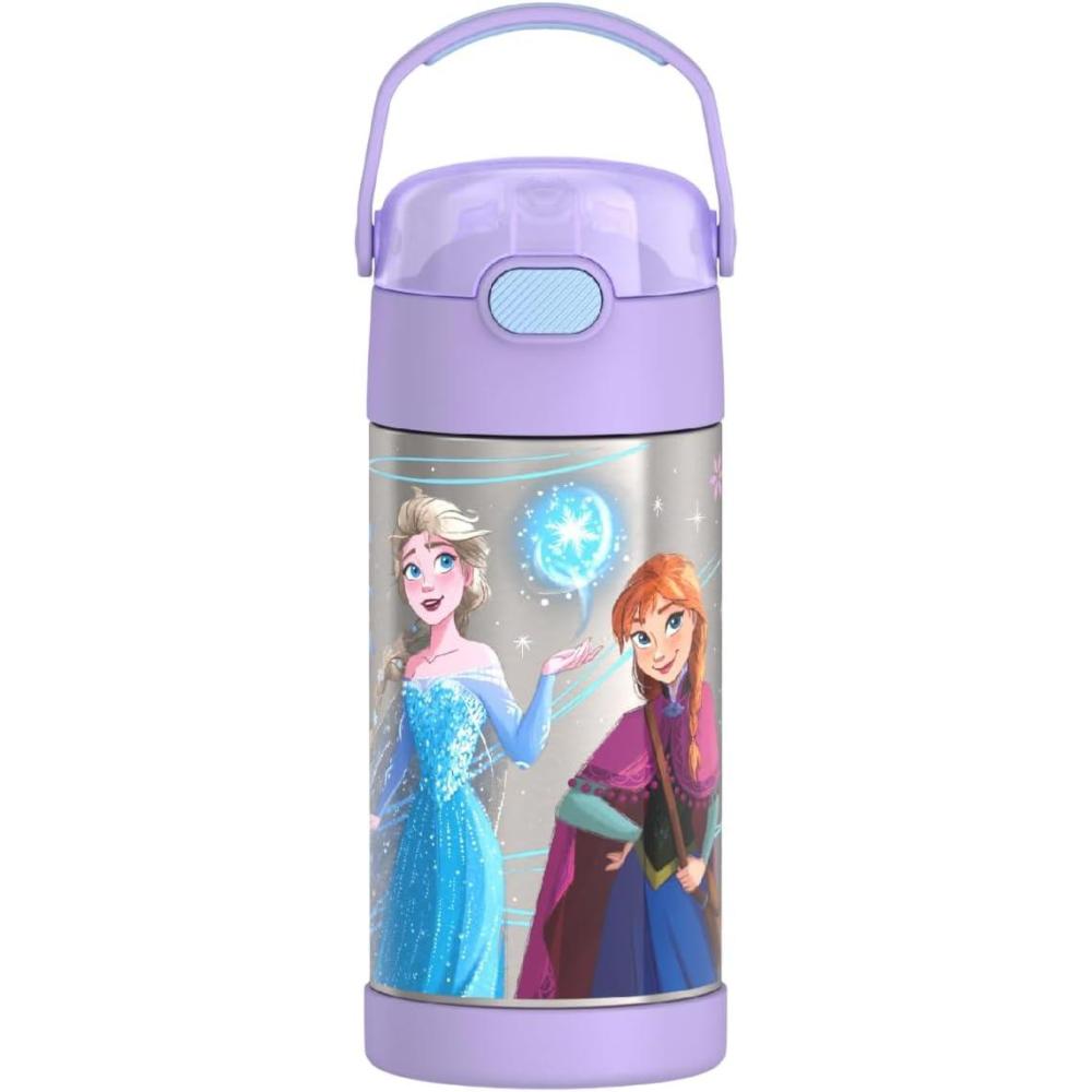 imageTHERMOS FUNTAINER Water Bottle with Straw 12 Ounce Kids Stainless Steel Vacuum Insulated Water Bottle with Lid BlueyFrozen 2
