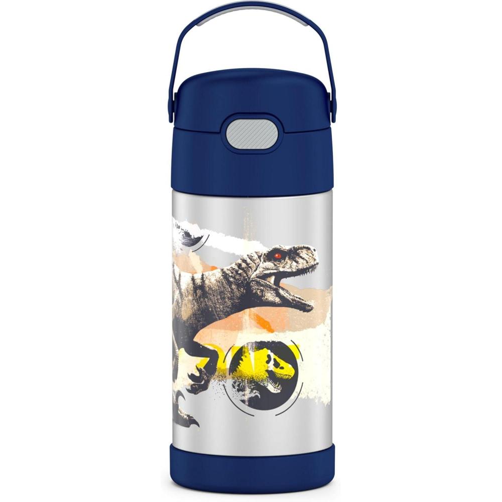imageTHERMOS FUNTAINER Water Bottle with Straw 12 Ounce Kids Stainless Steel Vacuum Insulated Water Bottle with Lid BlueyJurassic World