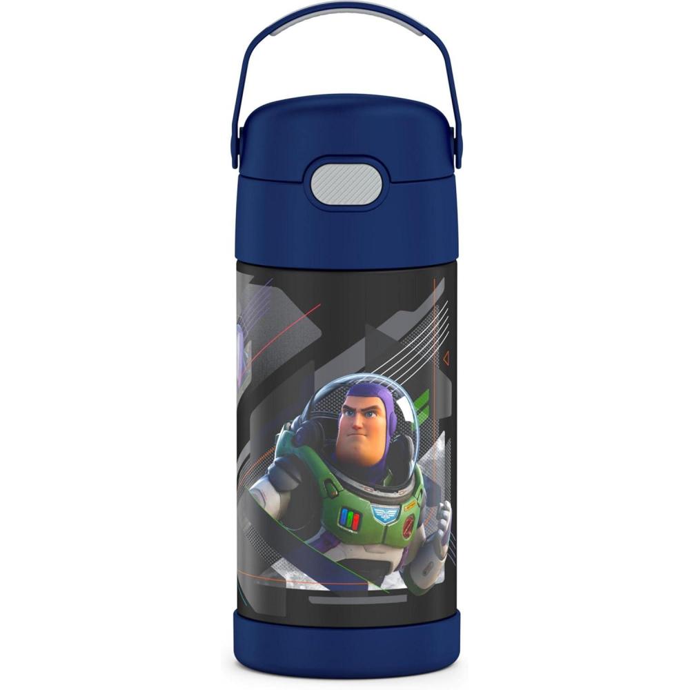 imageTHERMOS FUNTAINER Water Bottle with Straw 12 Ounce Kids Stainless Steel Vacuum Insulated Water Bottle with Lid BlueyLightyear