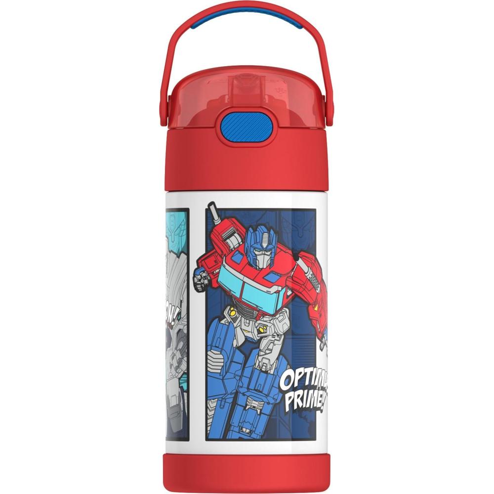 imageTHERMOS FUNTAINER Water Bottle with Straw 12 Ounce Kids Stainless Steel Vacuum Insulated Water Bottle with Lid BlueyTransformers