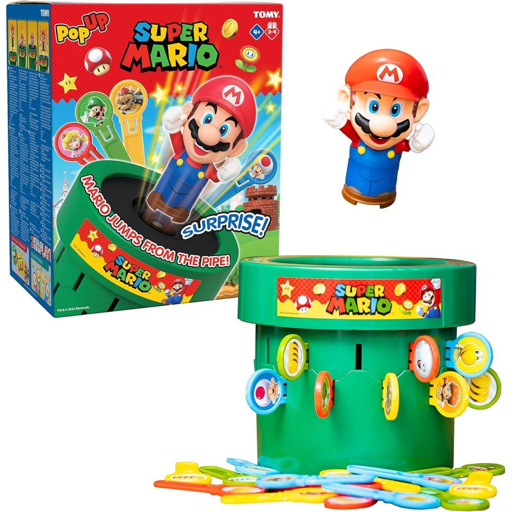 imageTOMY Pop Up Bluey Kids Game Family and Preschool Games for Family Game Night Winter Break Activities Girls and Boys Games 24 Players Ages 4 Years and UpPop Up Super Mario