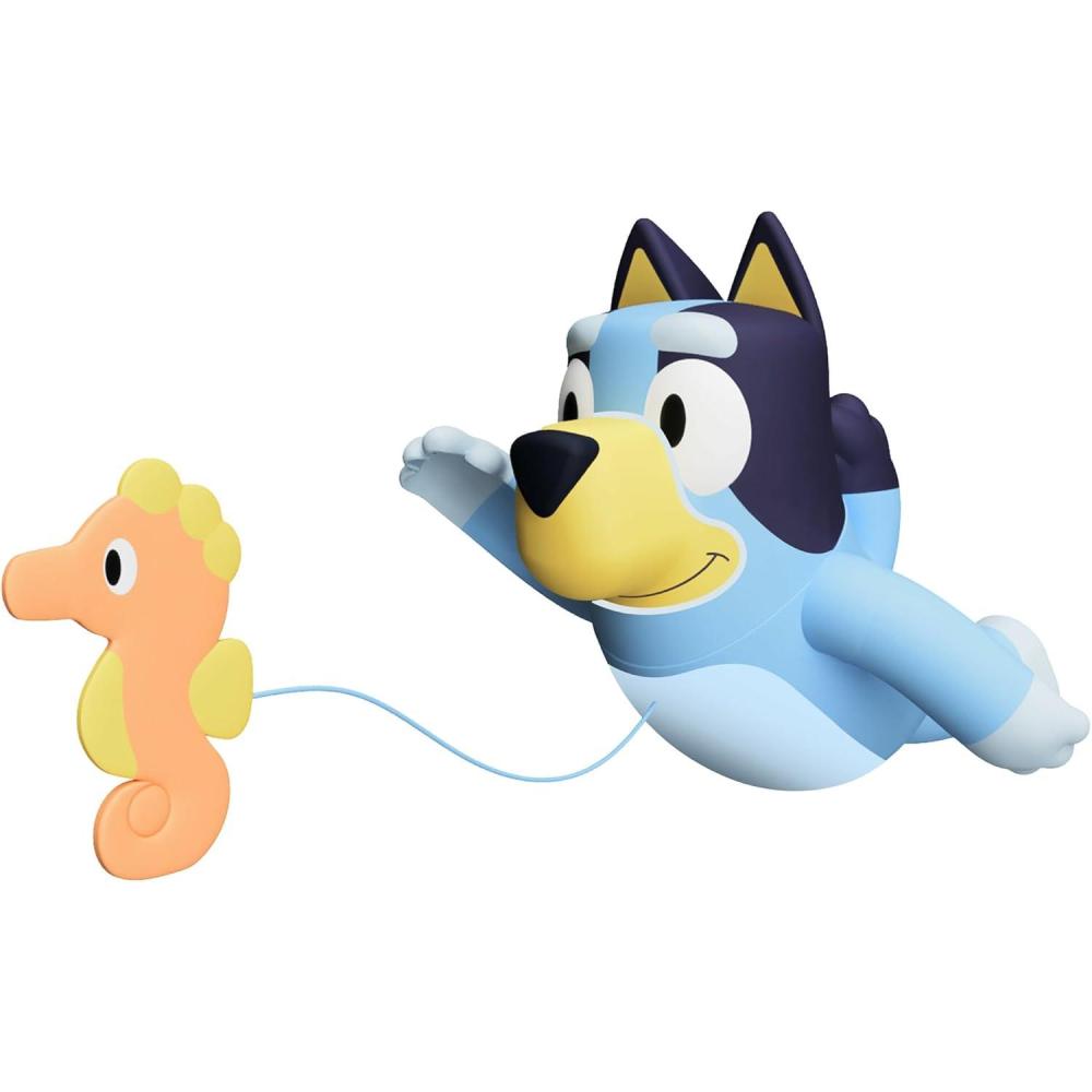 imageTOMY Toomies Bluey Bath Toys Blueys Family Pourers Includes Chilli Bandit Bingo and Bluey Figures Nesting and Stacking Cups for Bath Beach or Pool 4 Count Ages 18 Months and UpSwimming Bluey