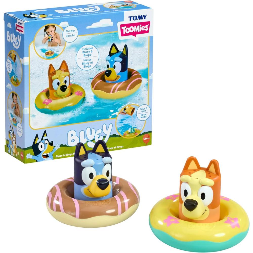 imageTOMY Toomies Bluey Bath Toys Blueys Family Pourers Includes Chilli Bandit Bingo and Bluey Figures Nesting and Stacking Cups for Bath Beach or Pool 4 Count Ages 18 Months and UpSplash Float Combo