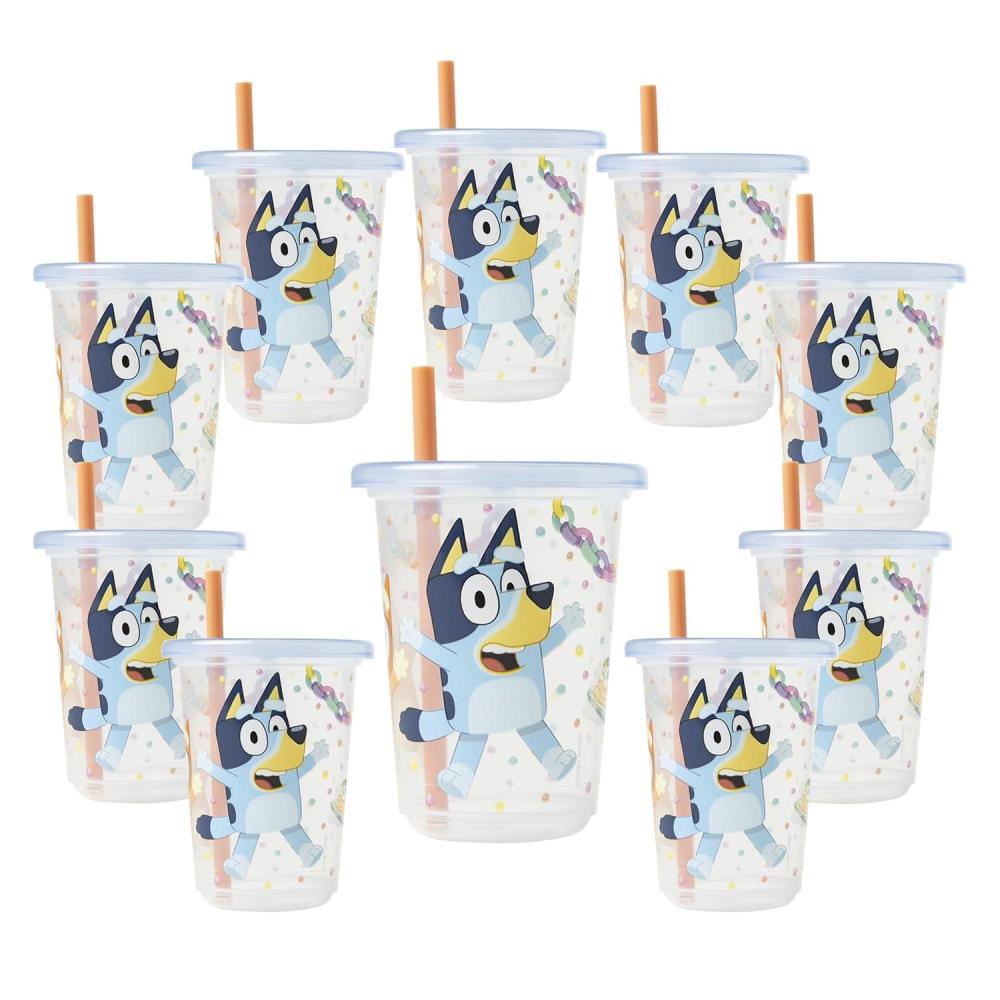 imageThe First Years Bluey Take ampamp Toss Toddler Straw Cups Spill Proof Toddler Sippy Cups with Snap On Lids and Straws Bluey Gifts and Bluey Party Supplies 10 Oz 10 CountBluey