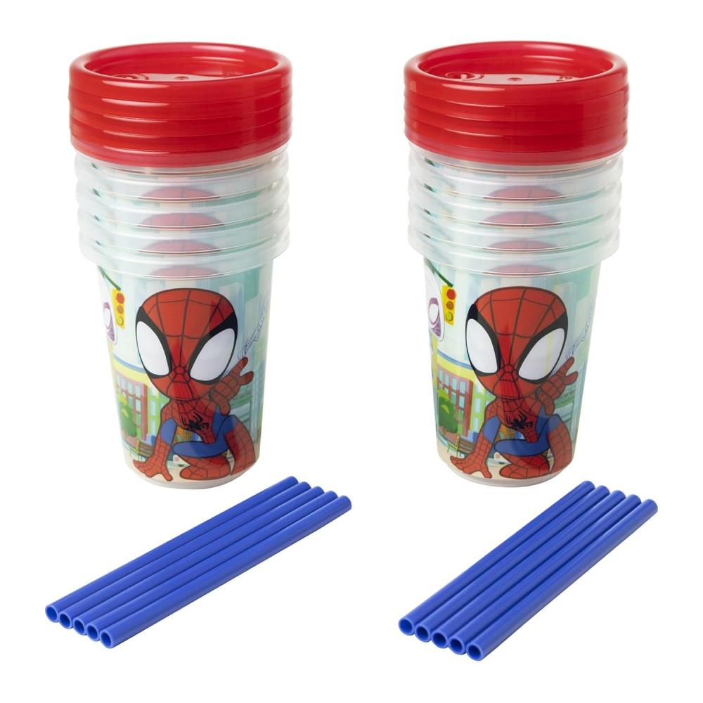 imageThe First Years Bluey Take ampamp Toss Toddler Straw Cups Spill Proof Toddler Sippy Cups with Snap On Lids and Straws Bluey Gifts and Bluey Party Supplies 10 Oz 10 CountSpidey and His Amazing Friends
