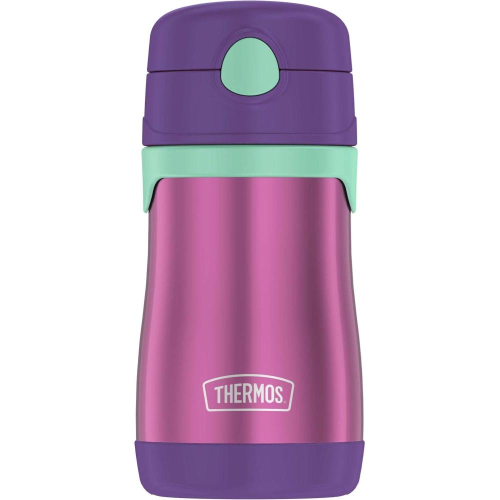 imageThermos Baby 10 oz Stainless Steel Bottle with popup straw BlueyPurple with Teal