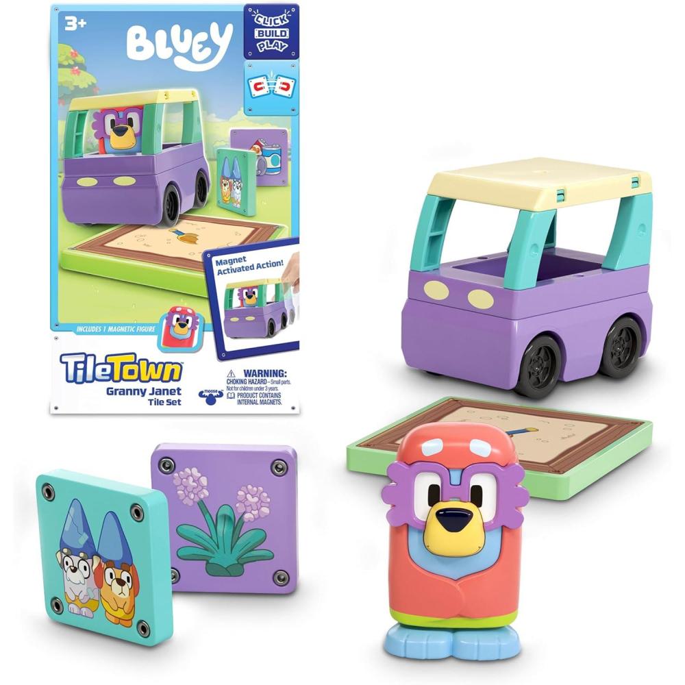 imageTile Town Bluey Heeler Family Home 52Piece Magnetic Tile Playset Interactive STEM Magnetic Tiles Toys Includes Bluey ampamp Bingo Figures Action TilesGranny Booster