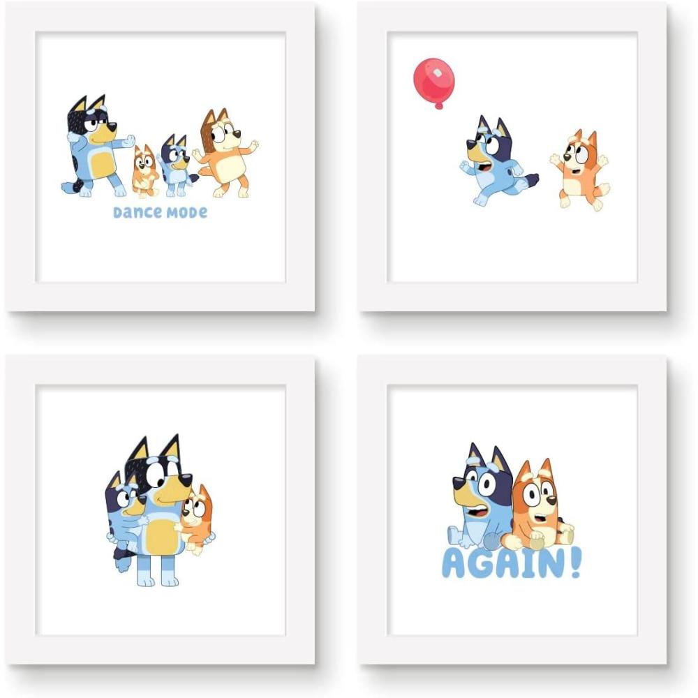 imageTrends International Gallery Pops Bluey Family Life Wall Art Bundle 4Pack Gallery Pops Wall Art White Framed VersionWhite Framed Version