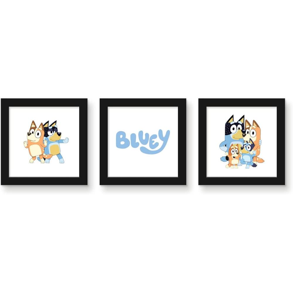 imageTrends International Gallery Pops Bluey Family Wall Art Bundle 3Pack Gallery Pops Wall Art White Framed VersionBlack Framed Version