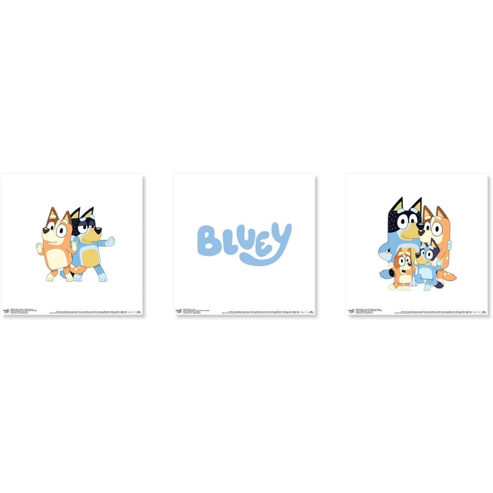 imageTrends International Gallery Pops Bluey Family Wall Art Bundle 3Pack Gallery Pops Wall Art White Framed VersionUnframed Version