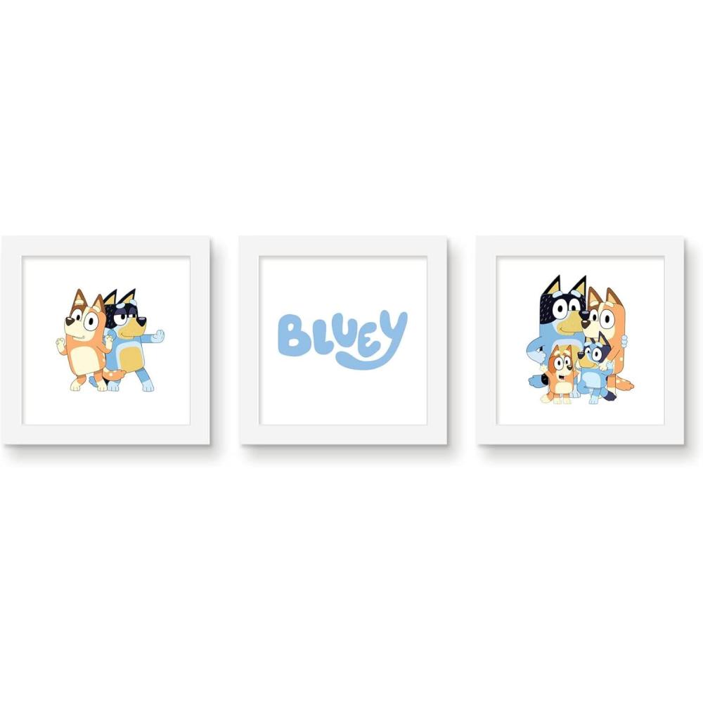 imageTrends International Gallery Pops Bluey Family Wall Art Bundle 3Pack Gallery Pops Wall Art White Framed VersionWhite Framed Version
