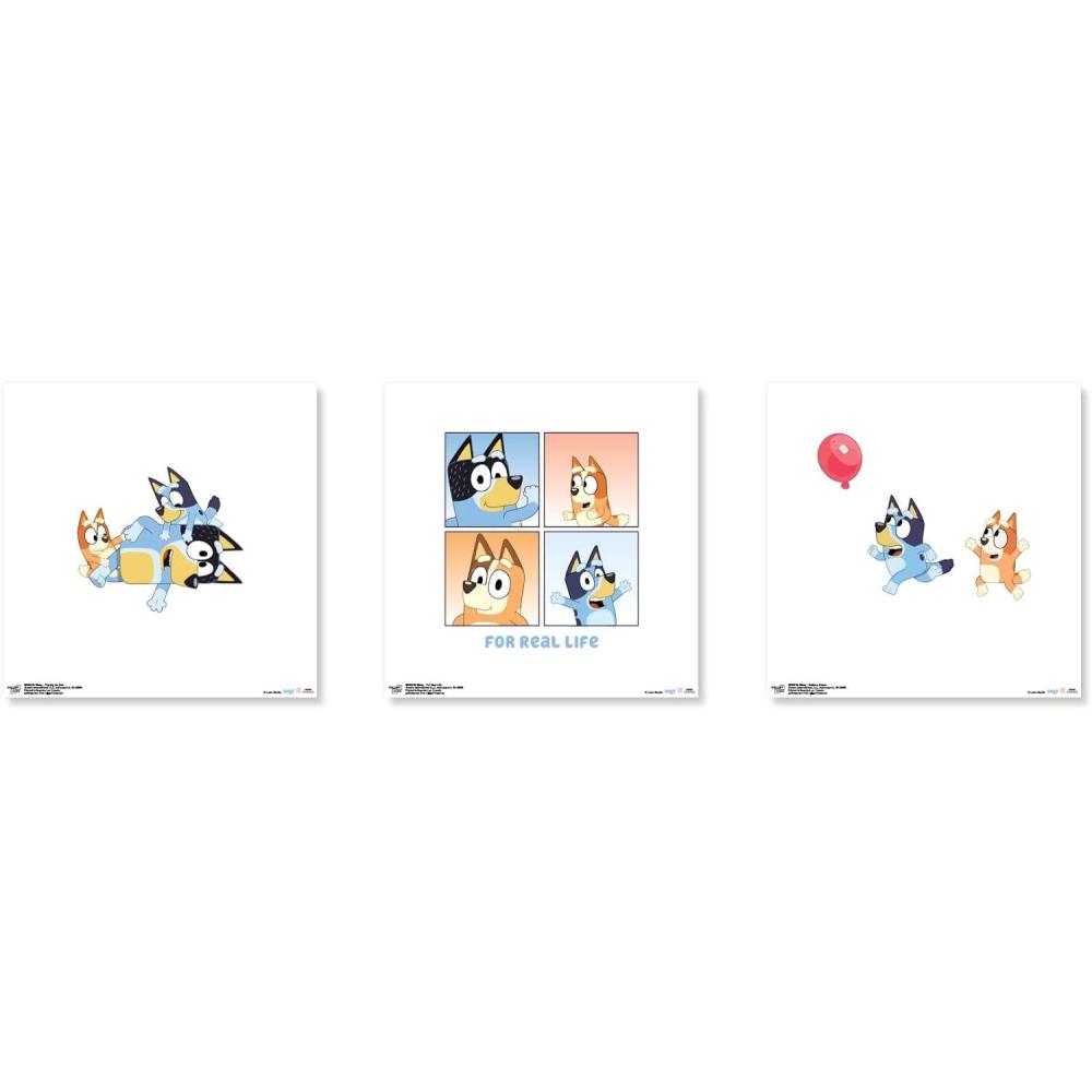 imageTrends International Gallery Pops Bluey For Real Life Wall Art Bundle 3Pack Gallery Pops Wall Art White Framed VersionUnframed Version