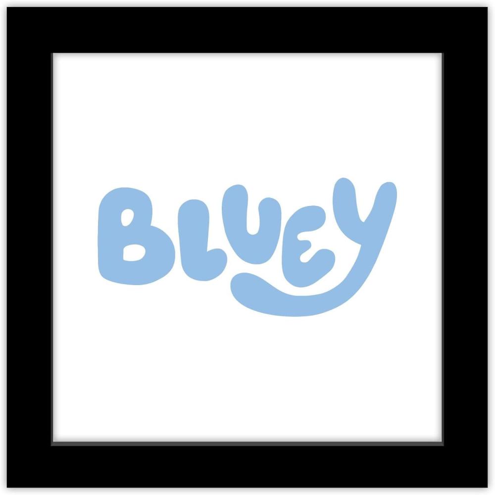 imageTrends International Gallery Pops Bluey Logo Wall Art White Framed Version 12 x 12Black Framed Version