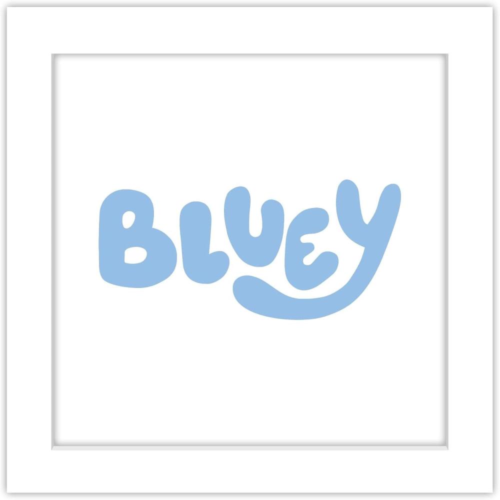 imageTrends International Gallery Pops Bluey Logo Wall Art White Framed Version 12 x 12White Framed Version