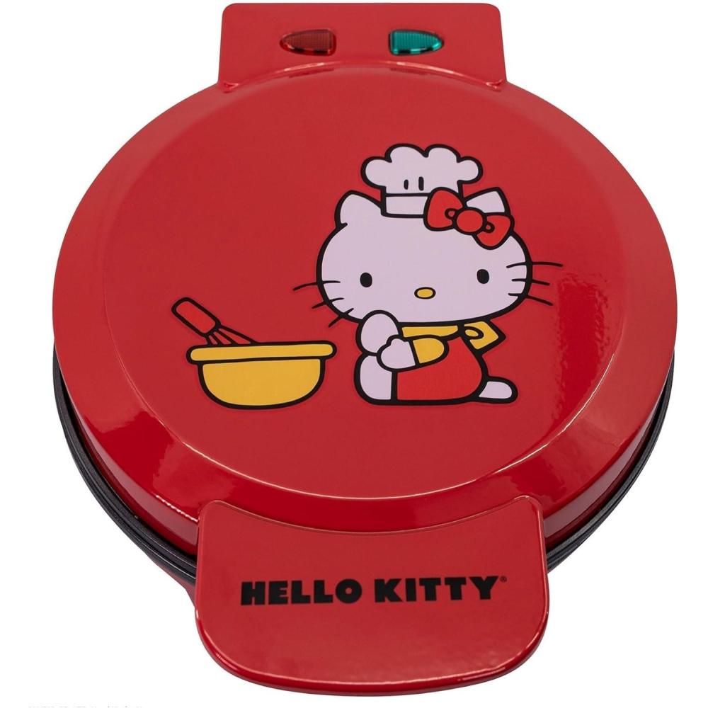 imageUncanny Brands Bluey Waffle Maker NonStick Round Waffle Iron Easy to Use and CleanHello Kitty Red