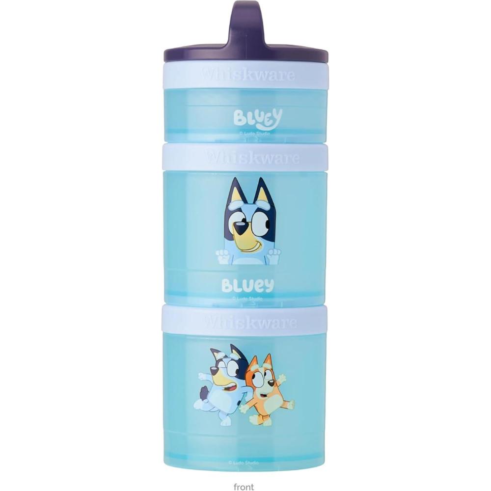 imageWhiskware Bluey Stackable Snack Containers for Babies Toddlers and Kids 3 Stackable Snack Cups for School and Travel Cupholder Friendly Bluey and Bingo Lets Do ThisBlueBlueBlue