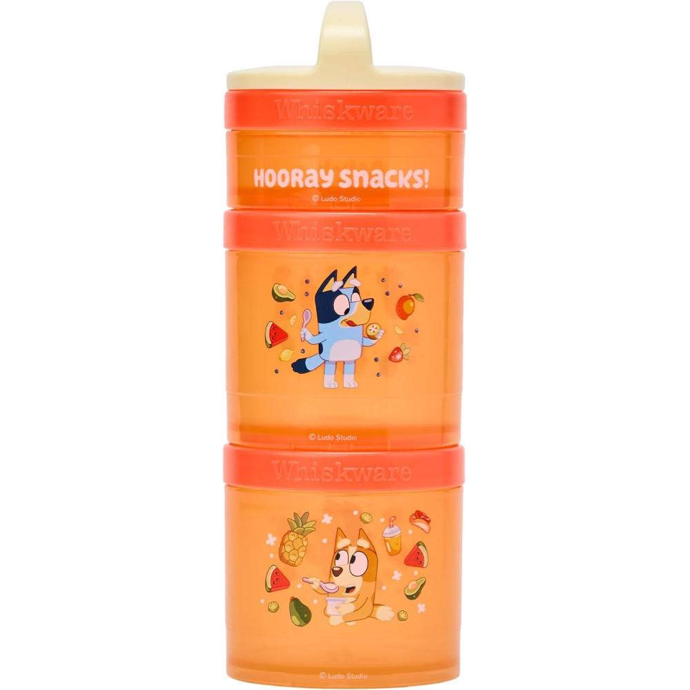 imageWhiskware Bluey Stackable Snack Containers for Babies Toddlers and Kids 3 Stackable Snack Cups for School and Travel Cupholder Friendly Bluey and Bingo Lets Do ThisHooray Snacks