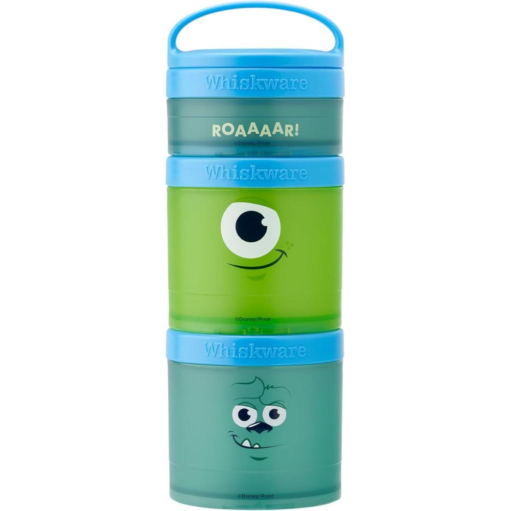 imageWhiskware Bluey Stackable Snack Containers for Babies Toddlers and Kids 3 Stackable Snack Cups for School and Travel Cupholder Friendly Bluey and Bingo Lets Do ThisMonsters Inc