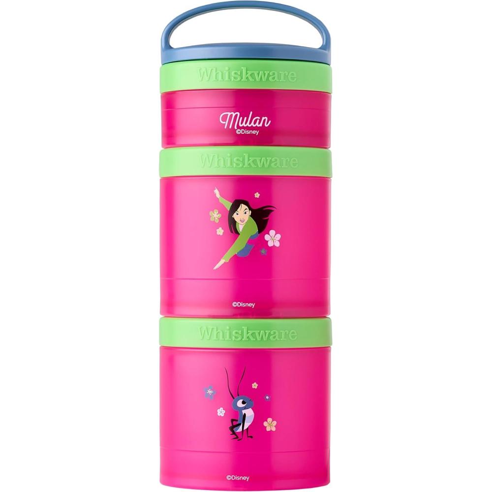 imageWhiskware Bluey Stackable Snack Containers for Babies Toddlers and Kids 3 Stackable Snack Cups for School and Travel Cupholder Friendly Bluey and Bingo Lets Do ThisMulan