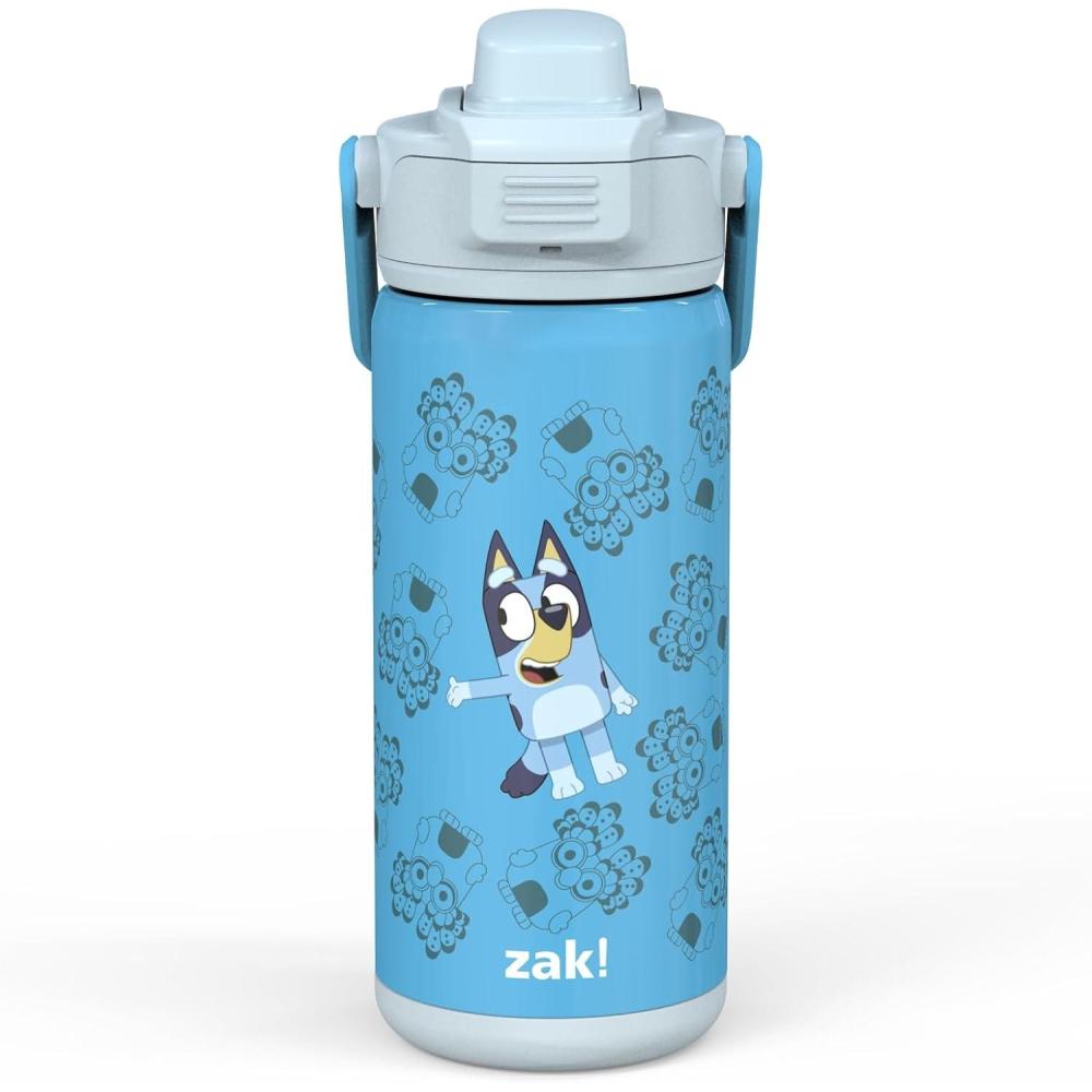 imageZak Designs Beacon Insulated Bottle Bluey  14 oz  Durable Stainless Steel  DoubleWall Vacuum Insulation Silicone Spout ampamp PushButton LeakProof Lid  Dishwasher Safe