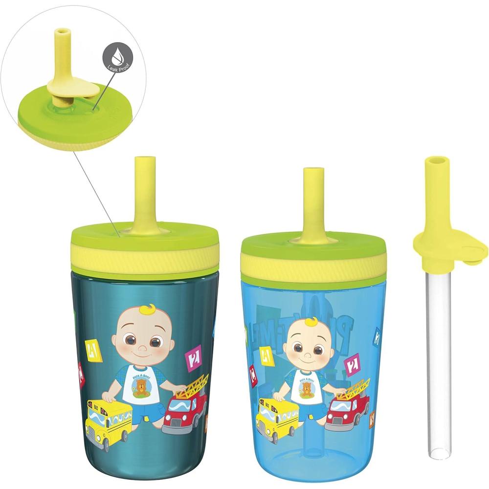 imageZak Designs Bluey Kelso Tumbler Set LeakProof ScrewOn Lid with Straw Bundle for Kids Includes Plastic and Stainless Steel Cups with Bonus Sipper 3pc SetCoComelon
