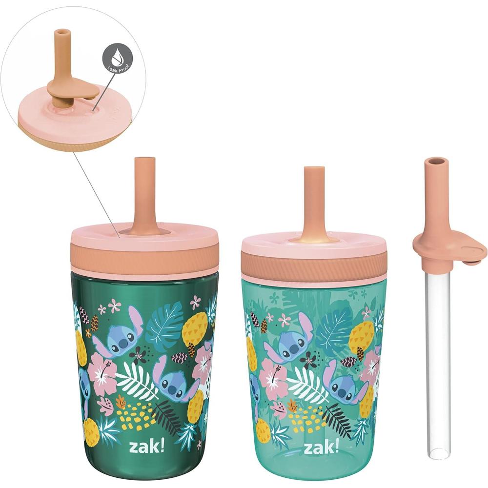 imageZak Designs Bluey Kelso Tumbler Set LeakProof ScrewOn Lid with Straw Bundle for Kids Includes Plastic and Stainless Steel Cups with Bonus Sipper 3pc SetLilo and Stitch