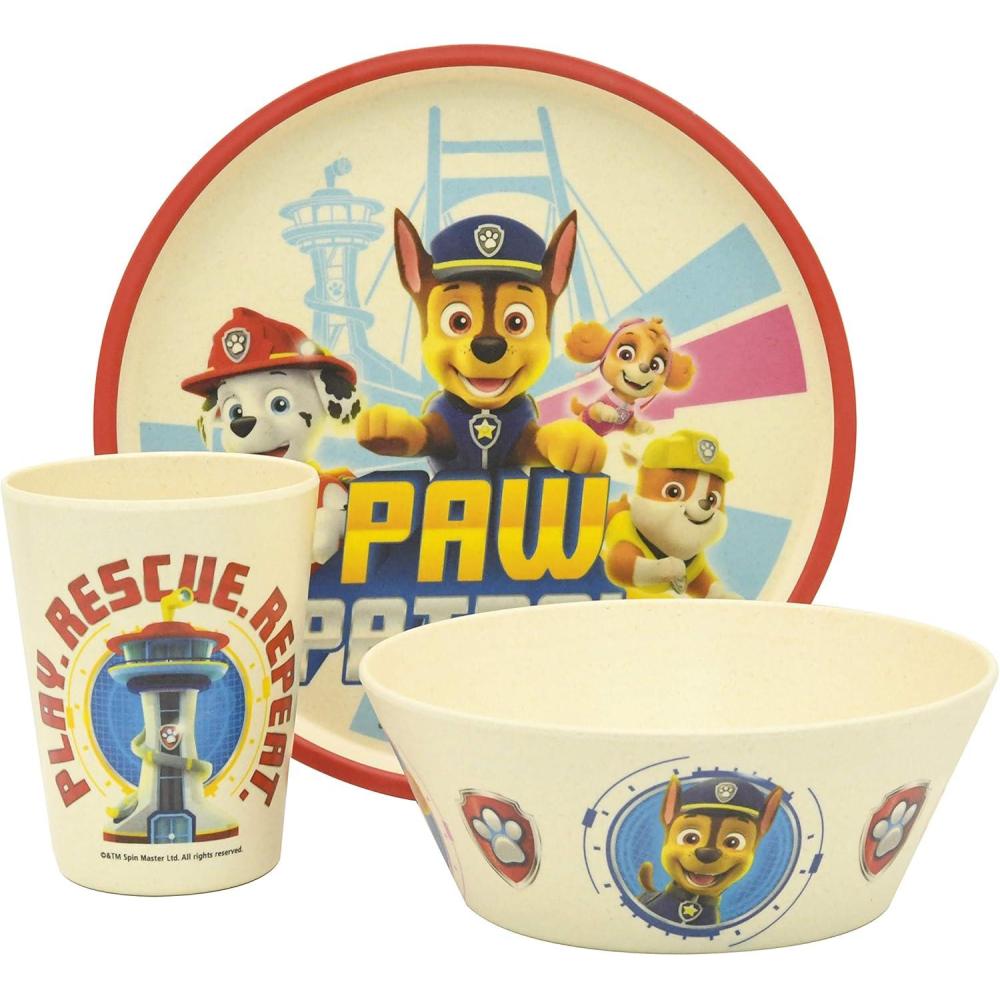 imageZak Designs Bluey Kids Dinnerware Set 3 Pieces Durable and Sustainable Melamine Bamboo Plate Bowl and Tumbler are Perfect For Dinner Time With Family Bluey Bingo Bandit ChilliPaw Patrol