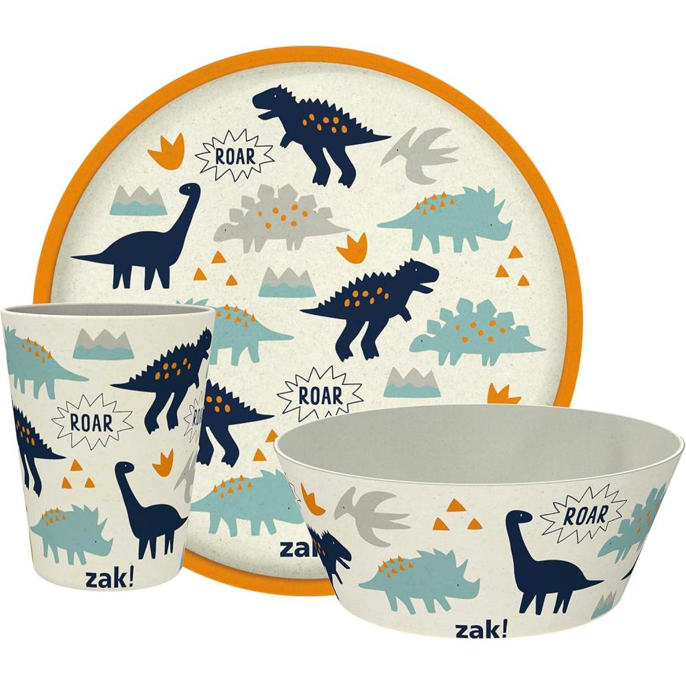imageZak Designs Bluey Kids Dinnerware Set 3 Pieces Durable and Sustainable Melamine Bamboo Plate Bowl and Tumbler are Perfect For Dinner Time With Family Bluey Bingo Bandit ChilliZaksaurus