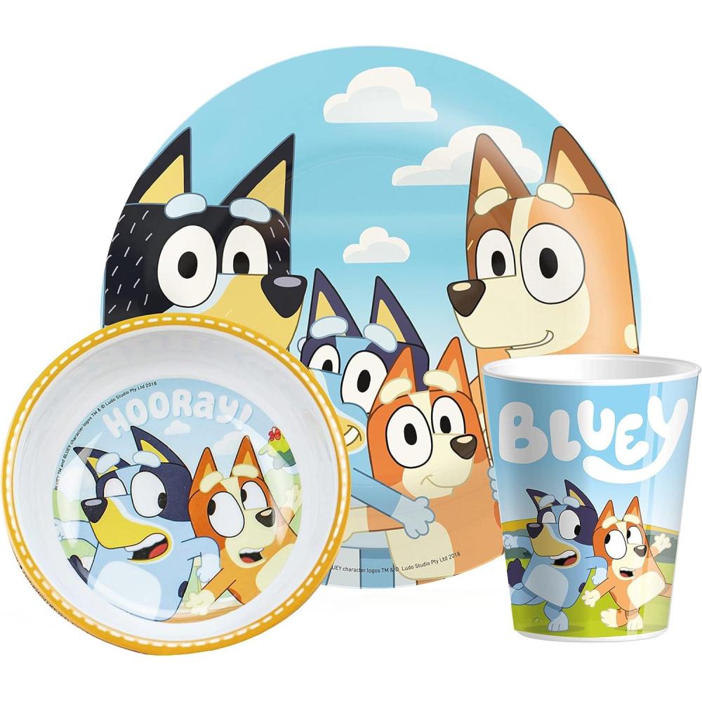 imageZak Designs Bluey Kids Dinnerware Set Includes Plate Bowl and Tumbler Made of Durable Melamine Material and Perfect for Kids 3Piece Set NonBPA