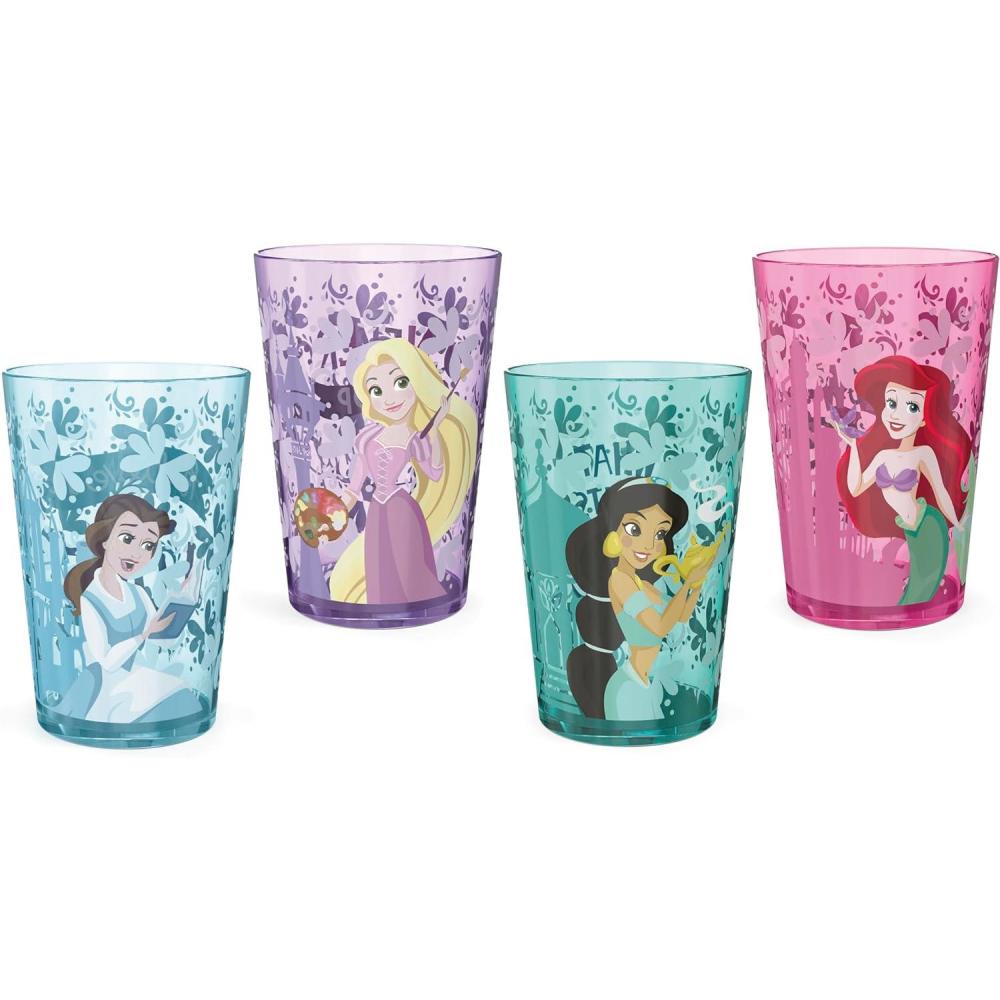 imageZak Designs Bluey Nesting Tumbler Set Includes Durable Plastic Cups with Variety Artwork Fun Drinkware is Perfect for Kids 145 oz 4Pack NonBPABelle Jasmine Ariel