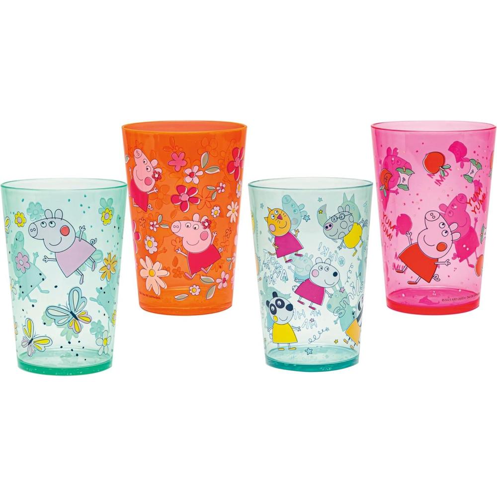 imageZak Designs Bluey Nesting Tumbler Set Includes Durable Plastic Cups with Variety Artwork Fun Drinkware is Perfect for Kids 145 oz 4Pack NonBPAPeppa Pig