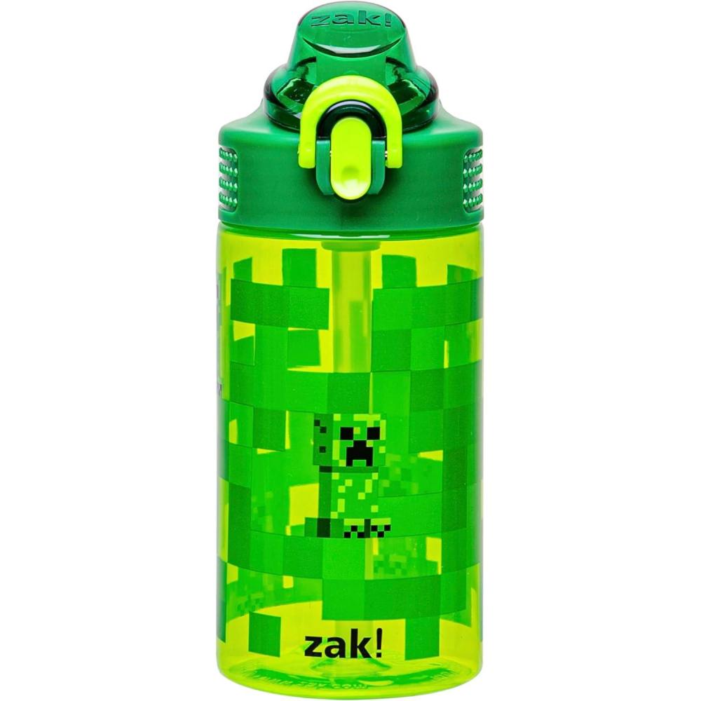 imageZak Designs Bluey Sage Kids Water Bottle For School or Travel 16oz Durable Plastic Water Bottle With Straw Handle and LeakProof PopUp Spout Cover Bluey ampamp BingoMinecraft Creeper